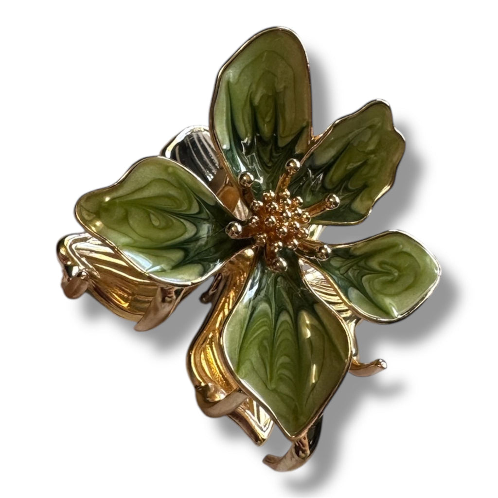 Green Floral Hair Clip