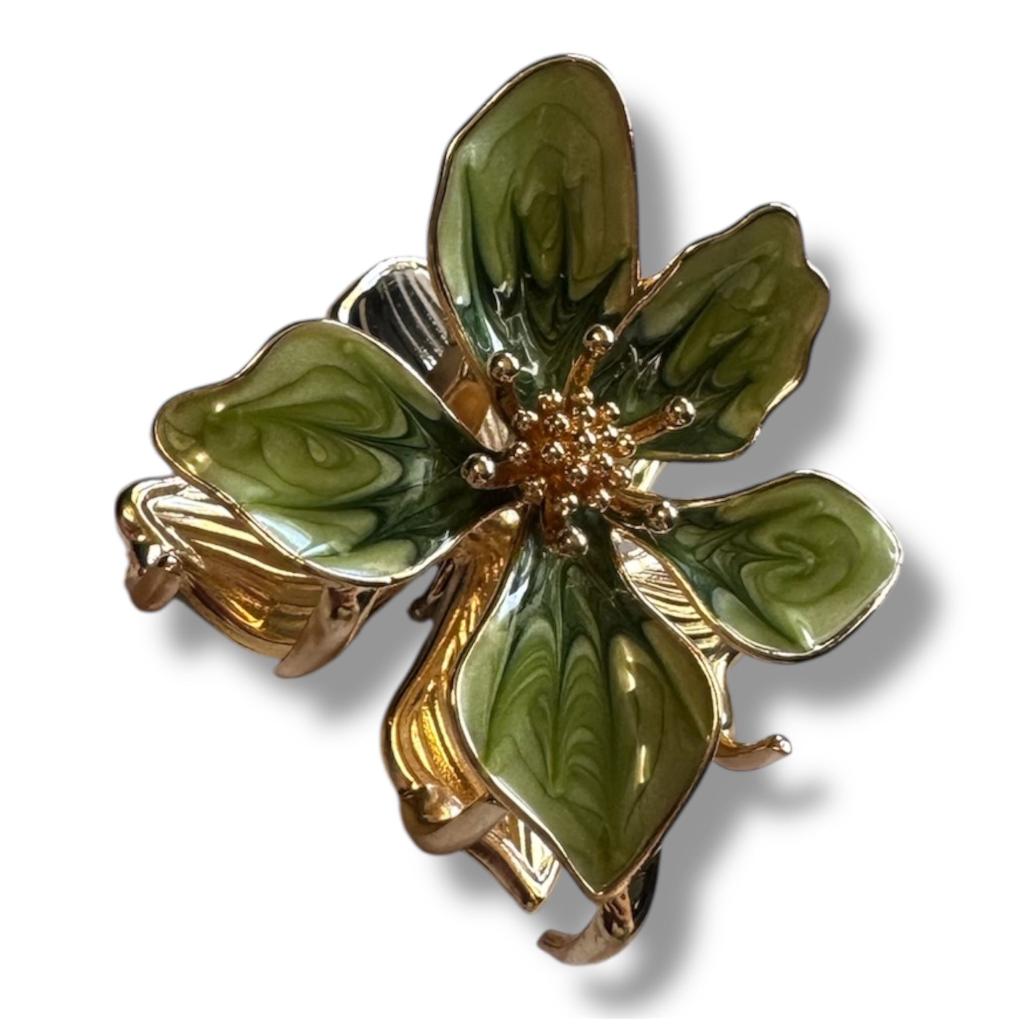 Green Floral Hair Clip