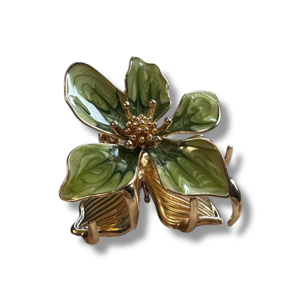 Green Floral Hair Clip