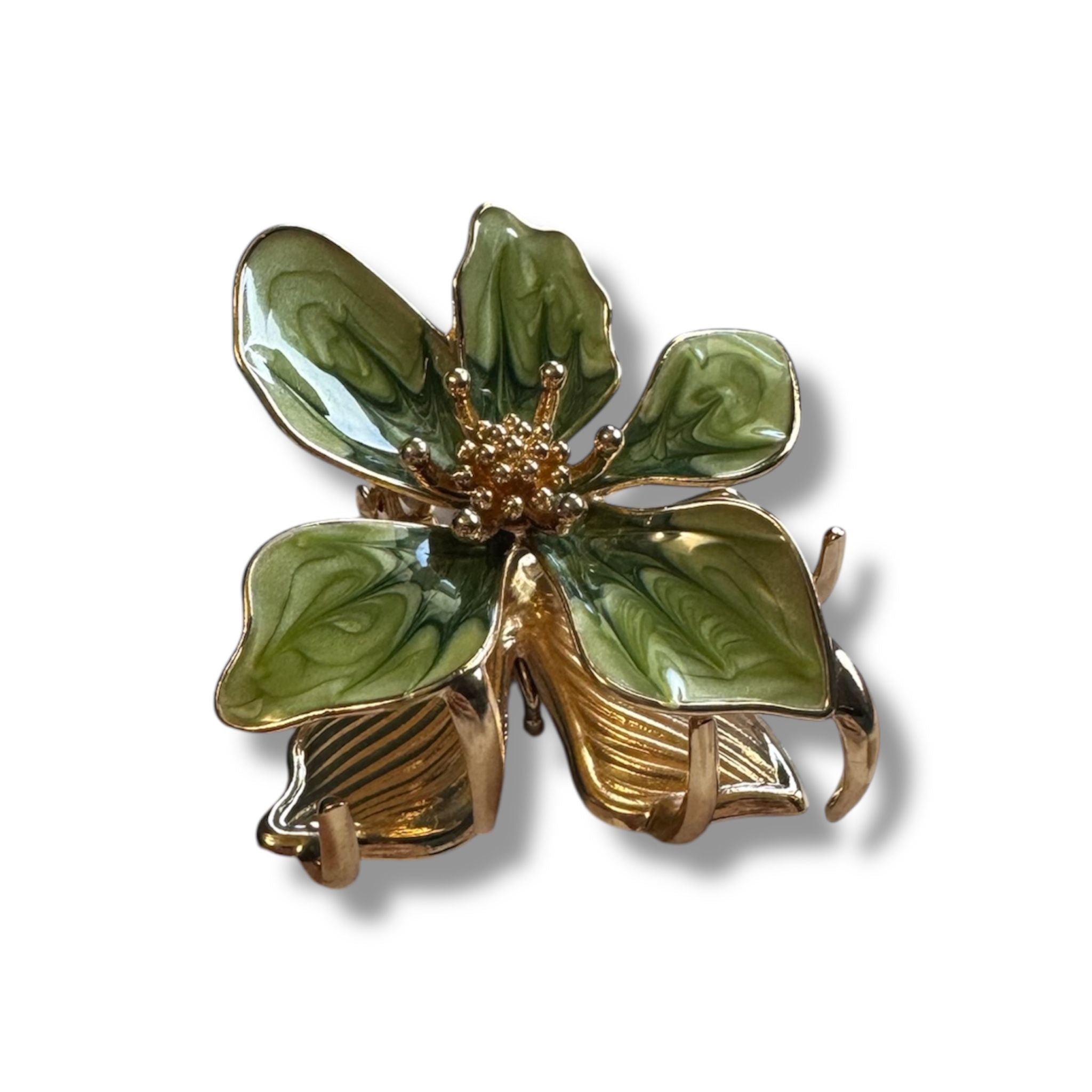 Green Floral Hair Clip