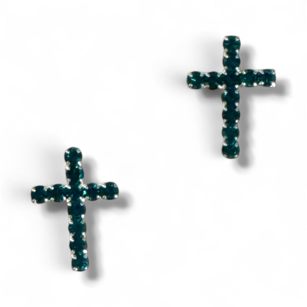 Aqua Green Cross Earrings