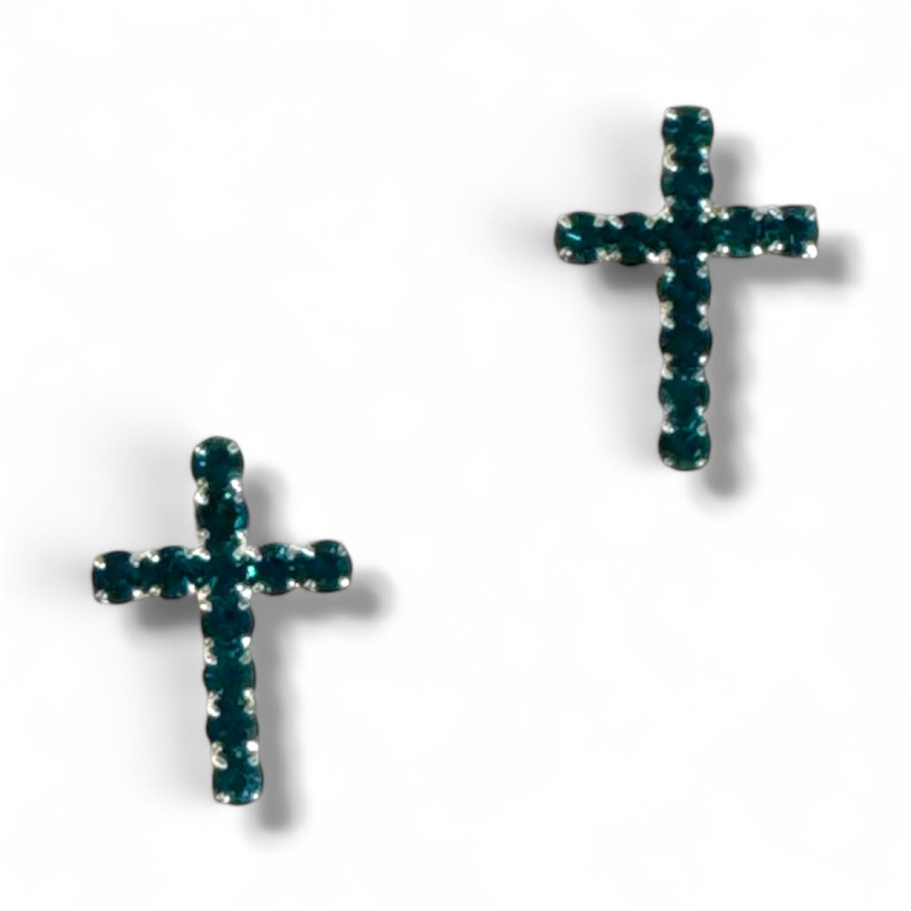Aqua Green Cross Earrings