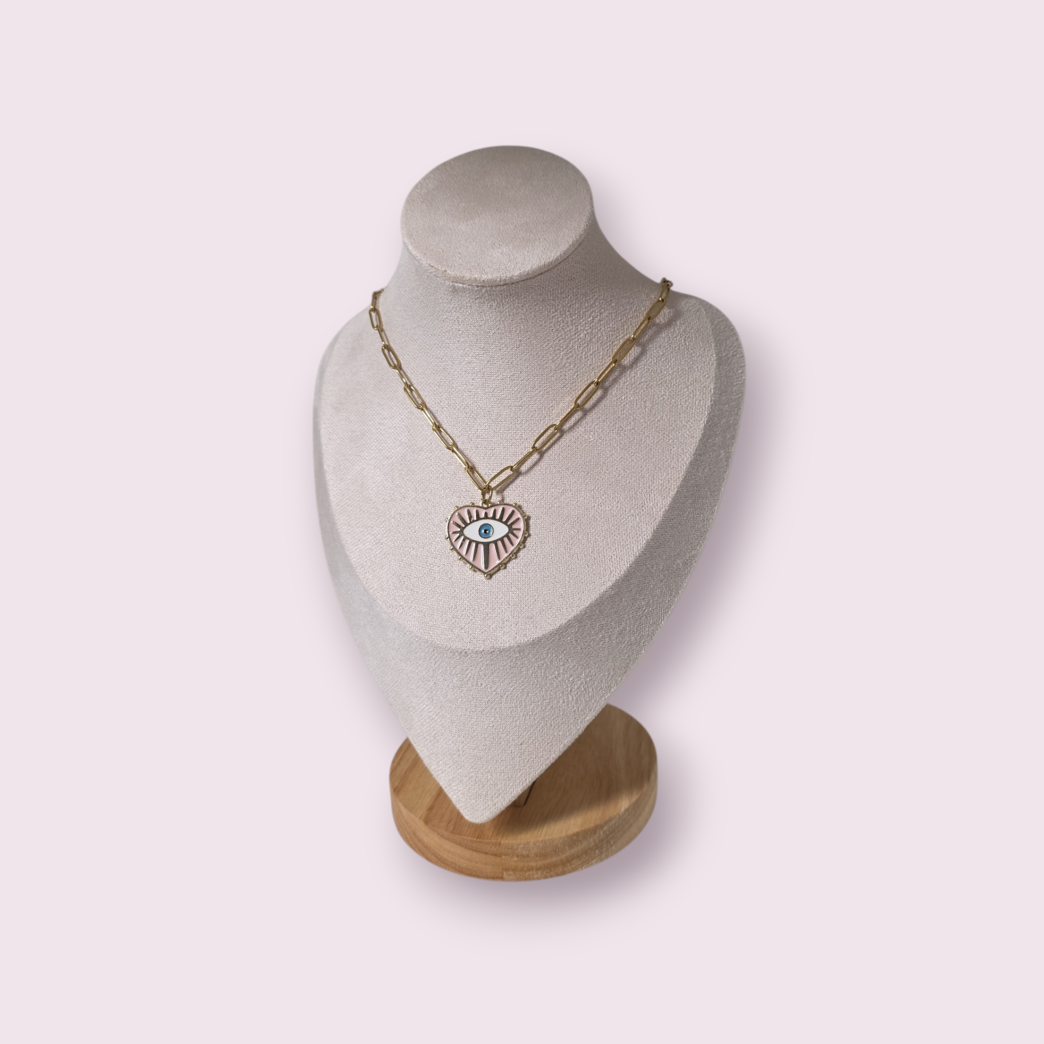 Enamel Heart Light Pink Necklace