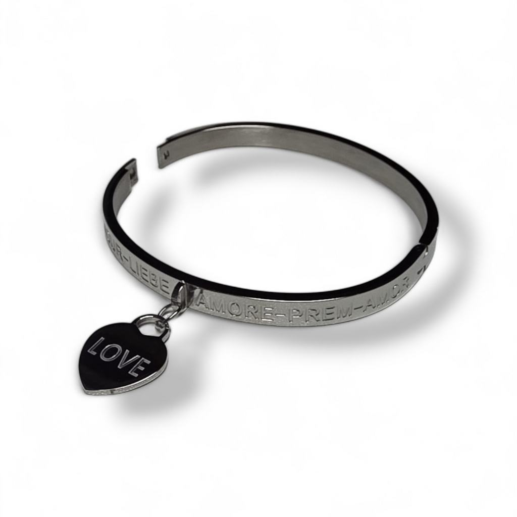 Bangle Bracelet Silver - Love Charm