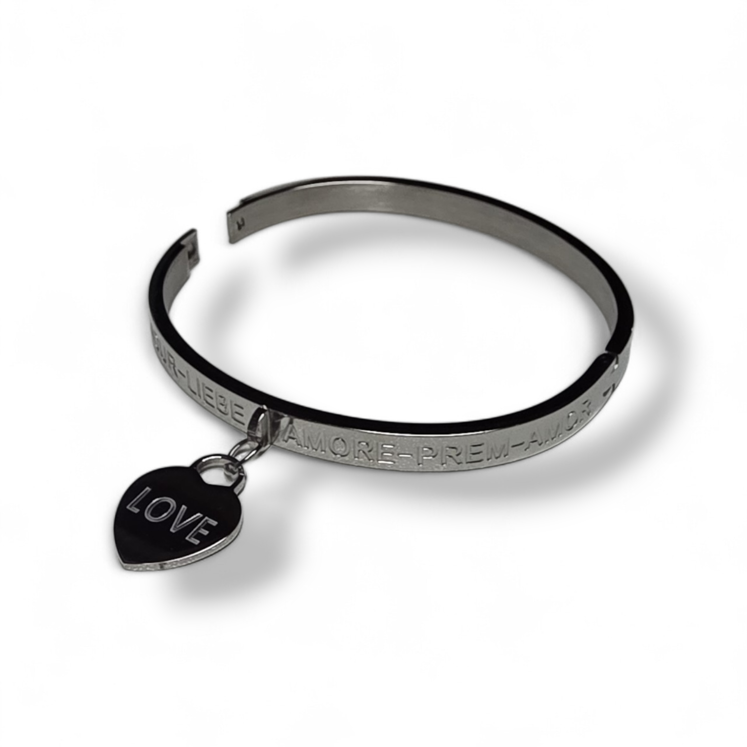 Bangle Bracelet Silver - Love Charm