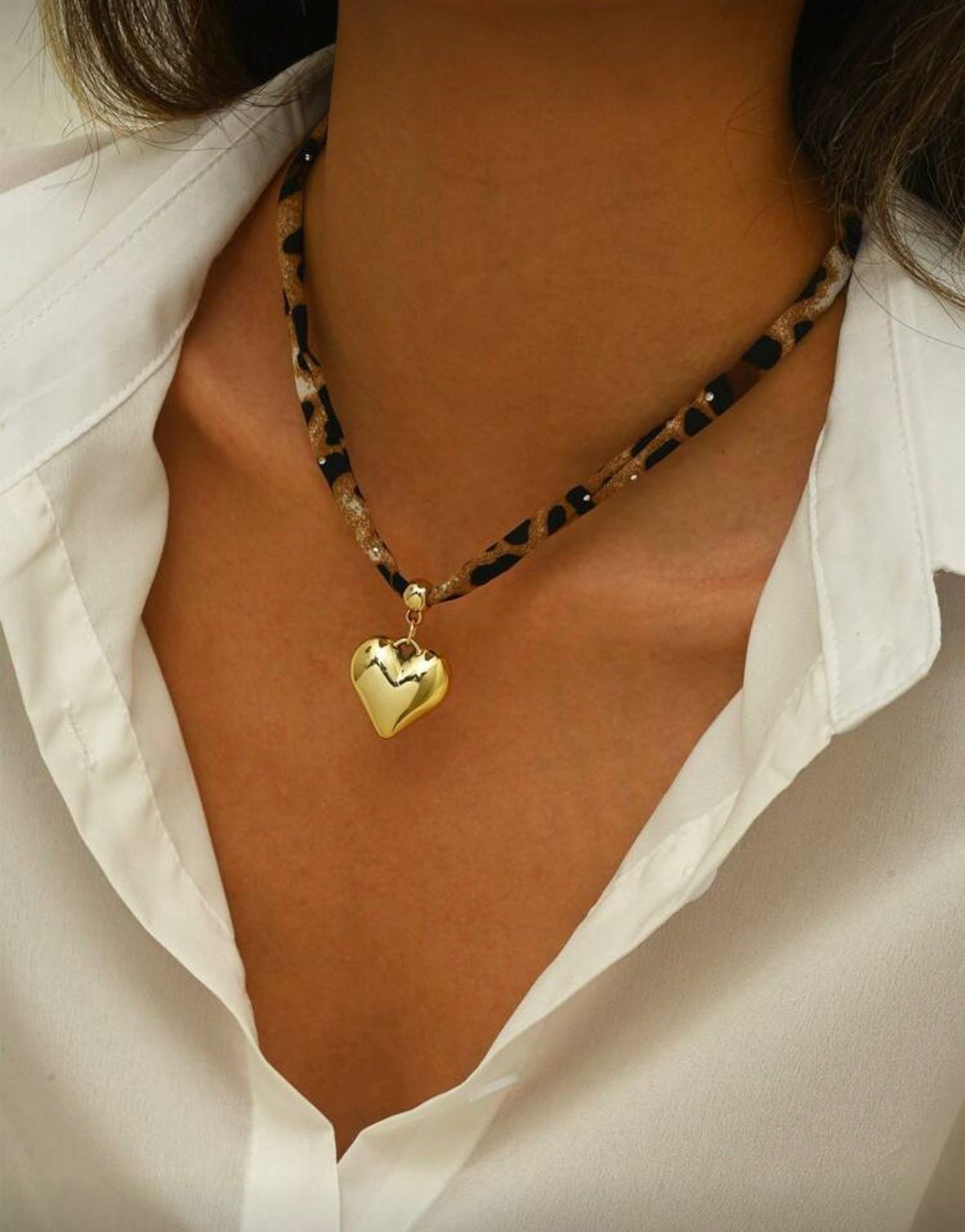Leopard Necklace Heart Pendent