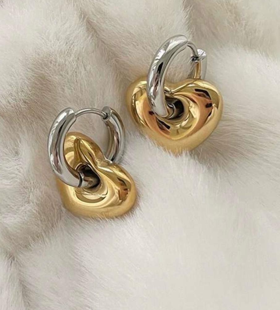 Heart Mix Metals Earrings