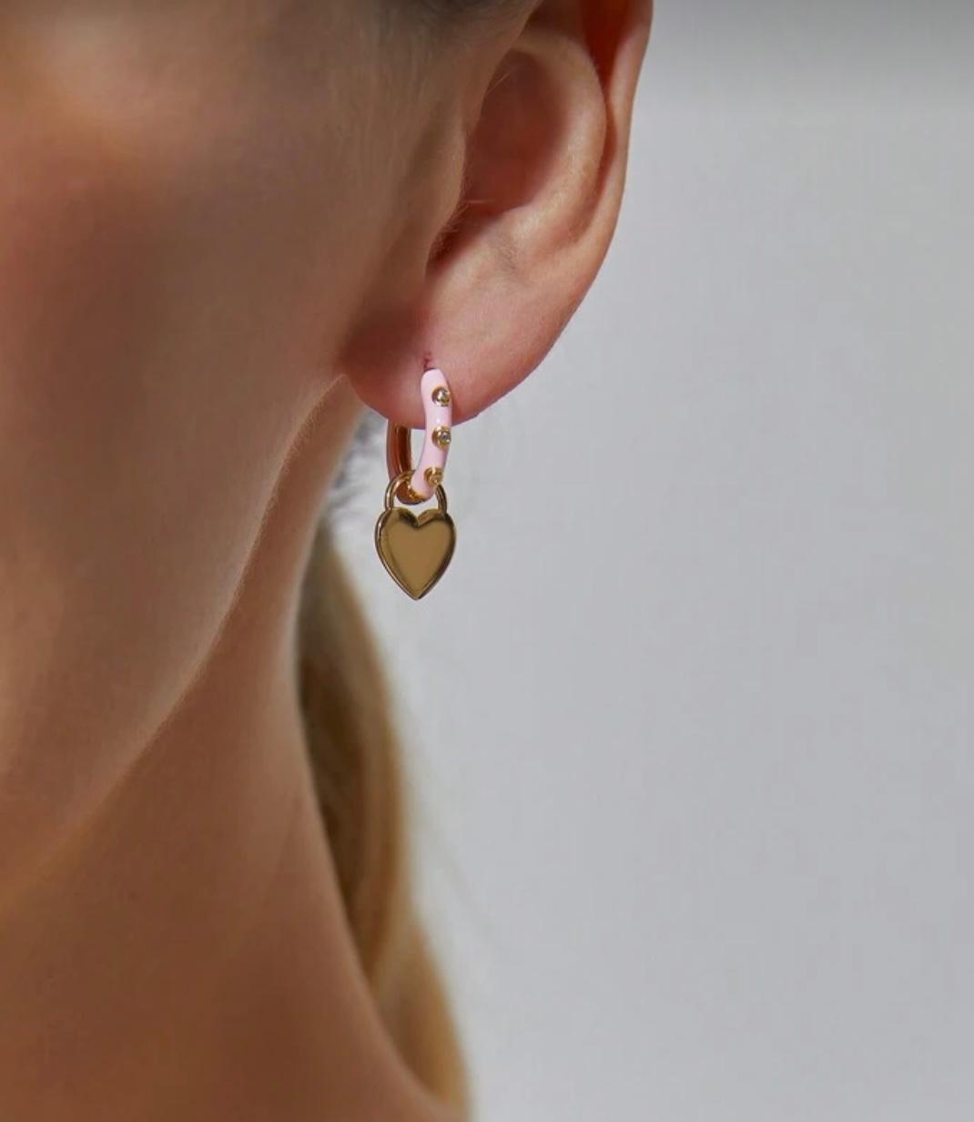 Heart Pink Hoops Earrings