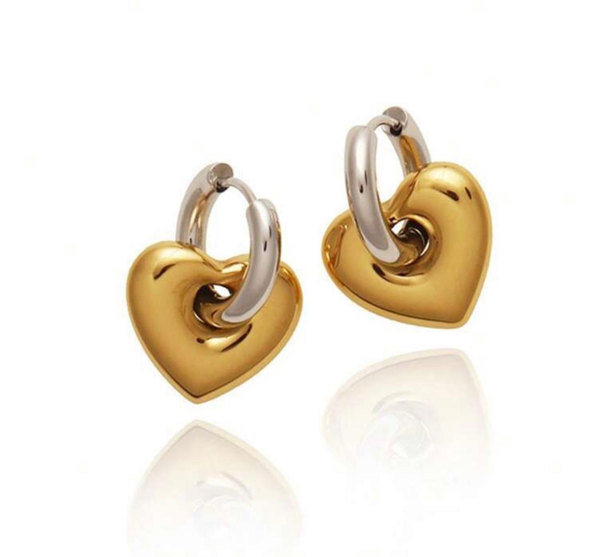 Heart Mix Metals Earrings