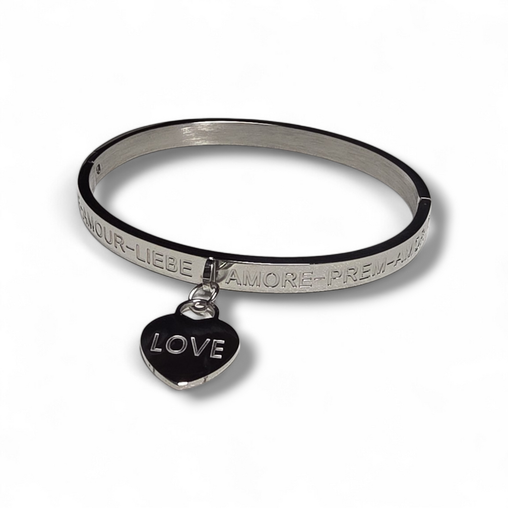Bangle Bracelet Silver - Love Charm