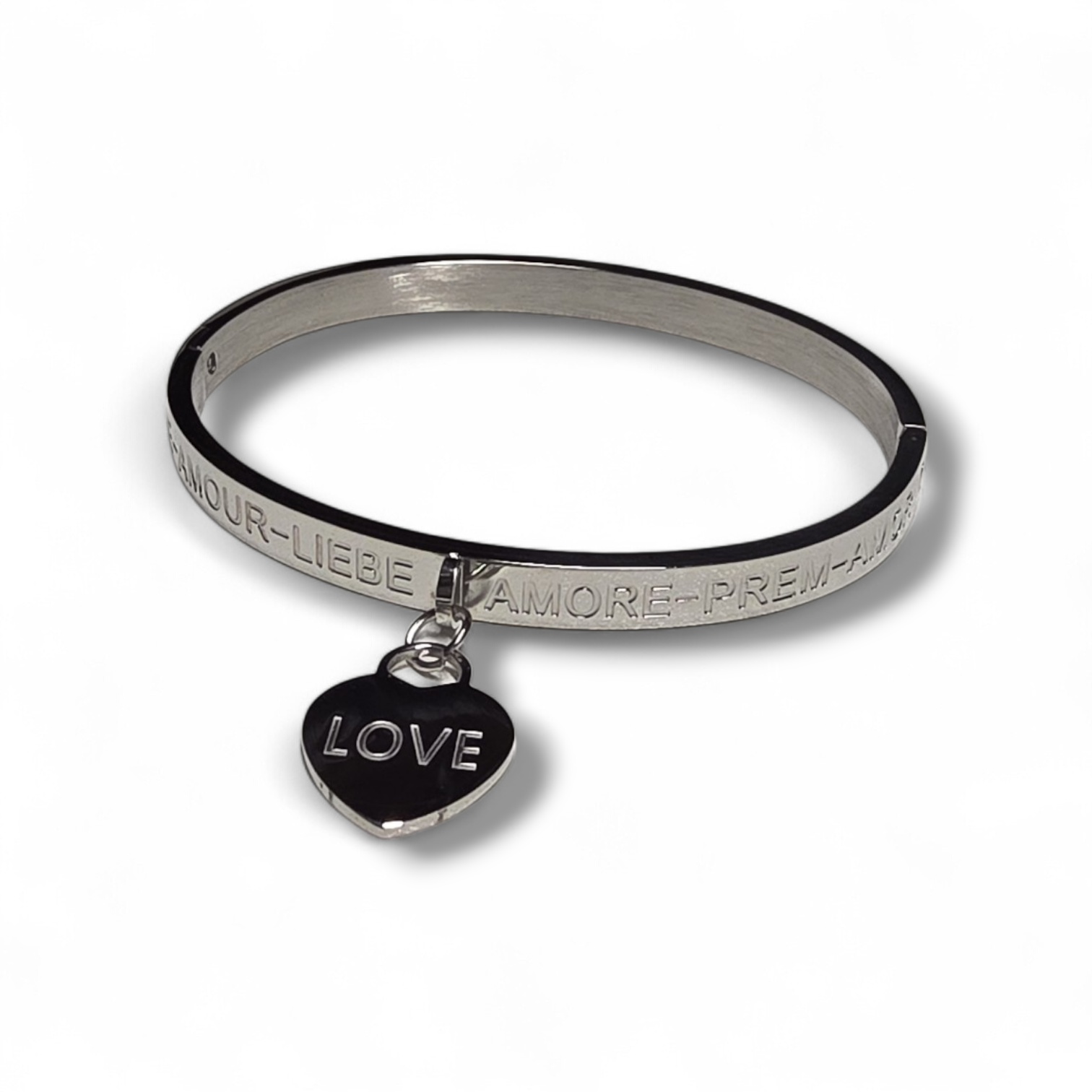Bangle Bracelet Silver - Love Charm